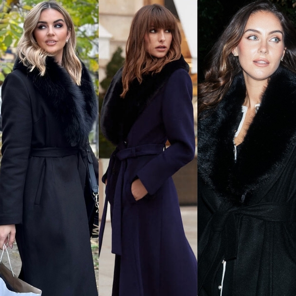 NWOT Ralph Lauren Faux Fur Collar Wool Coat -- Black (2 - XS/S) - Picture 5 of 8